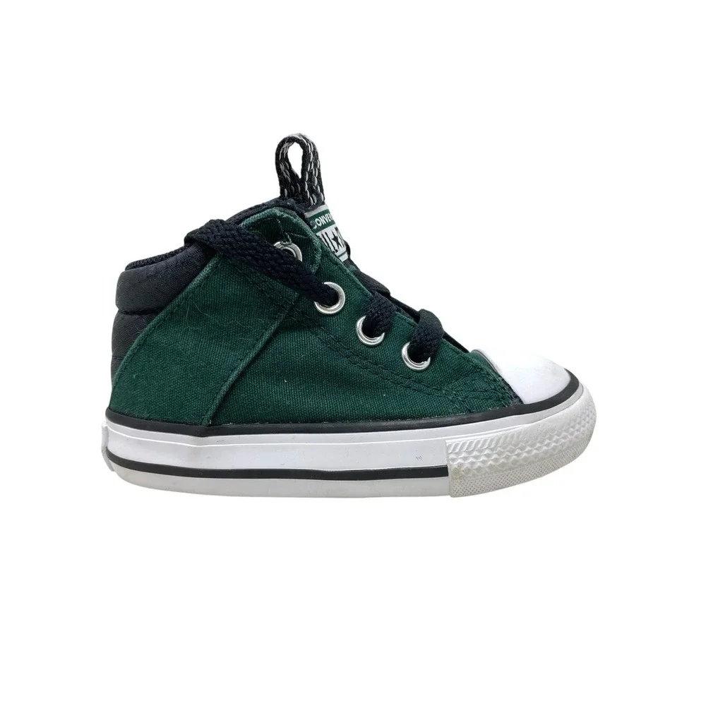 Converse All Star Baby Shoes Forest Green Canvas Mid Top Lace Up Sneakers Size 5